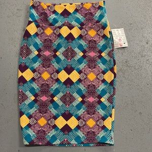 LuLaRoe New Purple Turquoise Geometric Cassie Skirt NWT